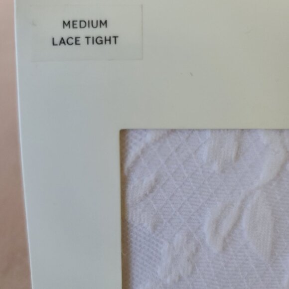 Anthropologie Womens Lace Floral Tights Sz M Cream Made in Italy Flirty NEW - Picture 3 of 7